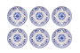 Hermia Blue Flover Juego de 6 Platos de Postre en Porcelana Azul y Blanco
